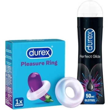 Durex - 1x Pleasure Penisring + 1x Play Perfect Glide Gleitgel Silikon 50ml