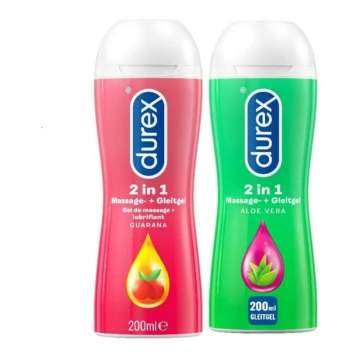 2in1 Massage-, Gleitgel 2er Set, 1x Play 2in1 Guarana +1x Play - Durex