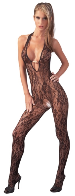 Catsuit mit Perlen am Dekolleté