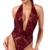 Body „Kink Royal“ mit Samtflockprint-Ornamenten