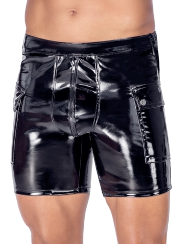 Lack-Shorts mit Klappentaschen