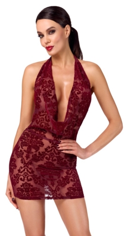 Minikleid „Kink Royal“ mit Samtflockprint-Ornamenten