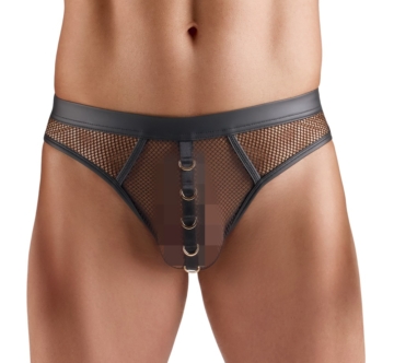 Netz-String mit stylischen Wetlook-Details