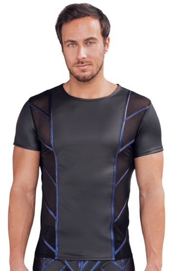 Shirt im stylischen Material-Mix