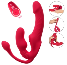 Strapless Strap-on „Triple Teaser RC“ mit 3-facher Vibration